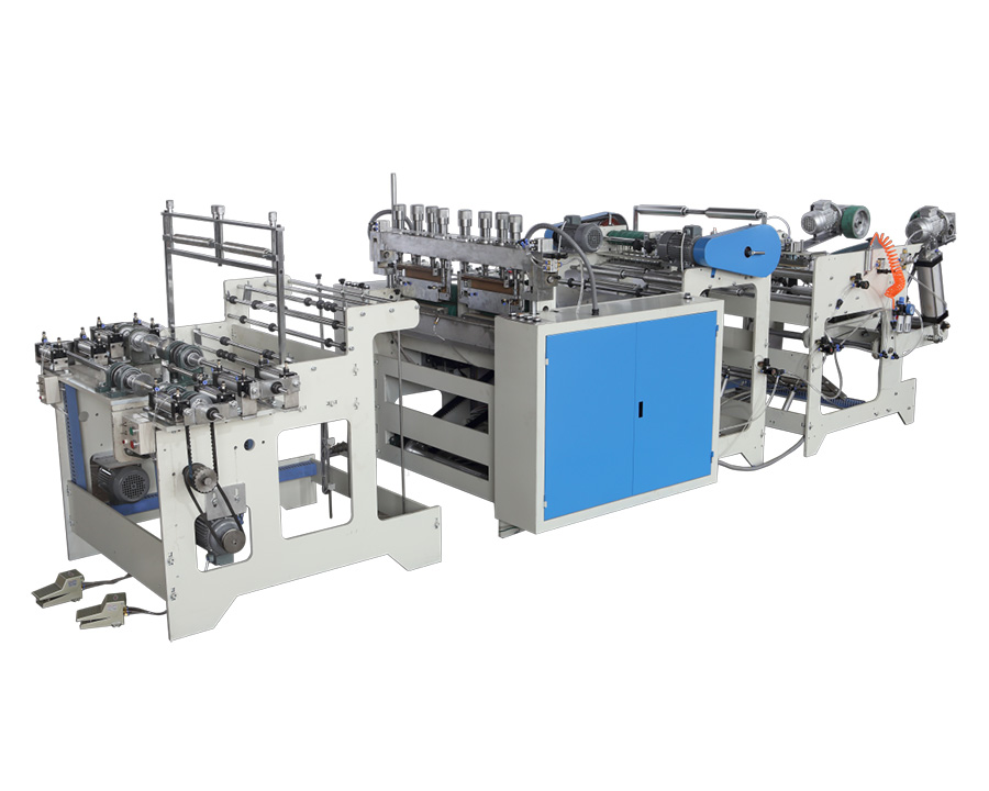 semi automatic double lines high speed star sealing flat bag on roll making machine (coreless)